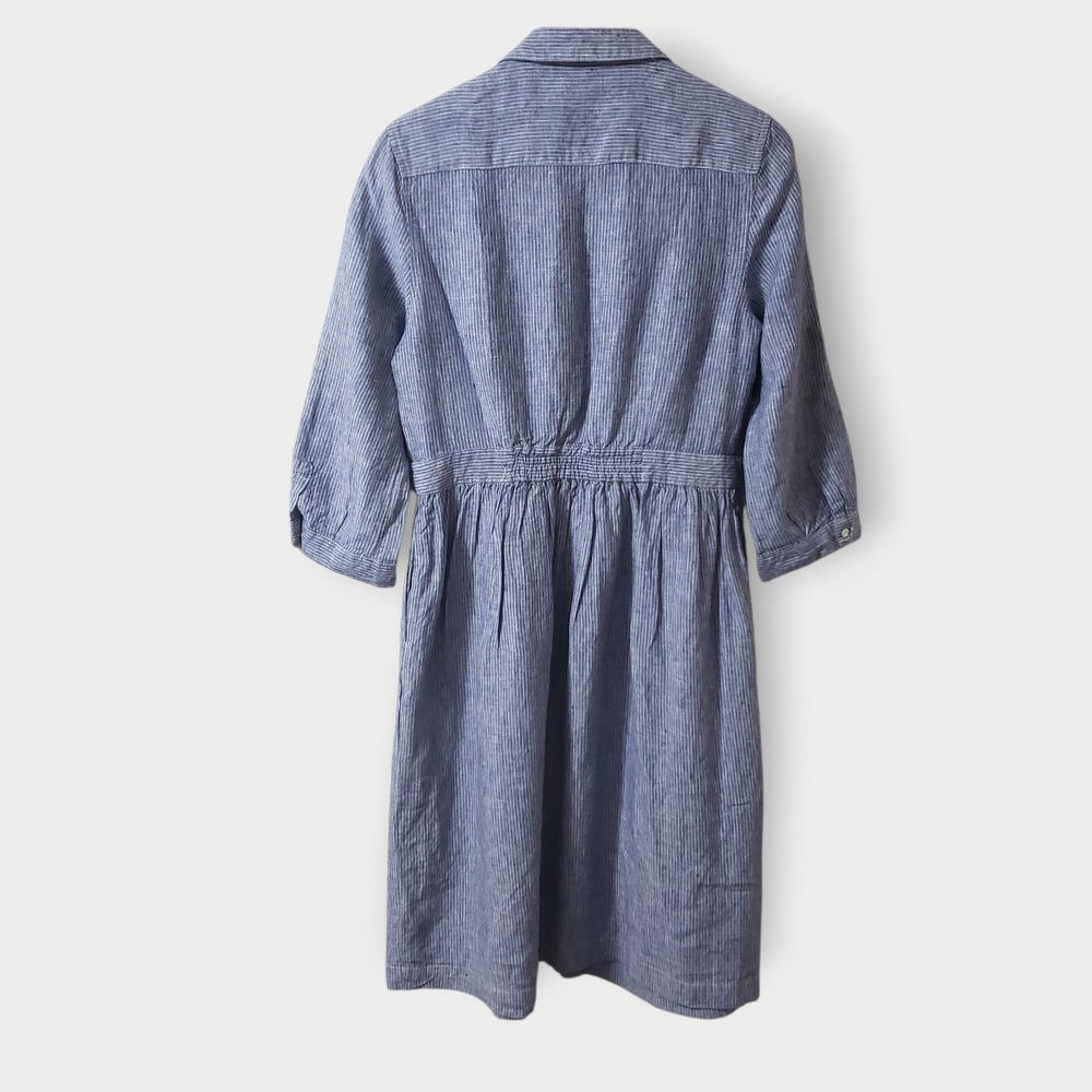 Malvin I Love Linen Blue White Striped Shirt Dress Womens Size M US 8 Pockets - Picture 7 of 13
